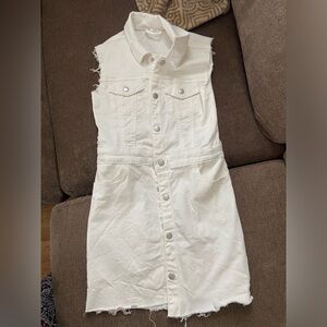 White Denim Button Front Dress